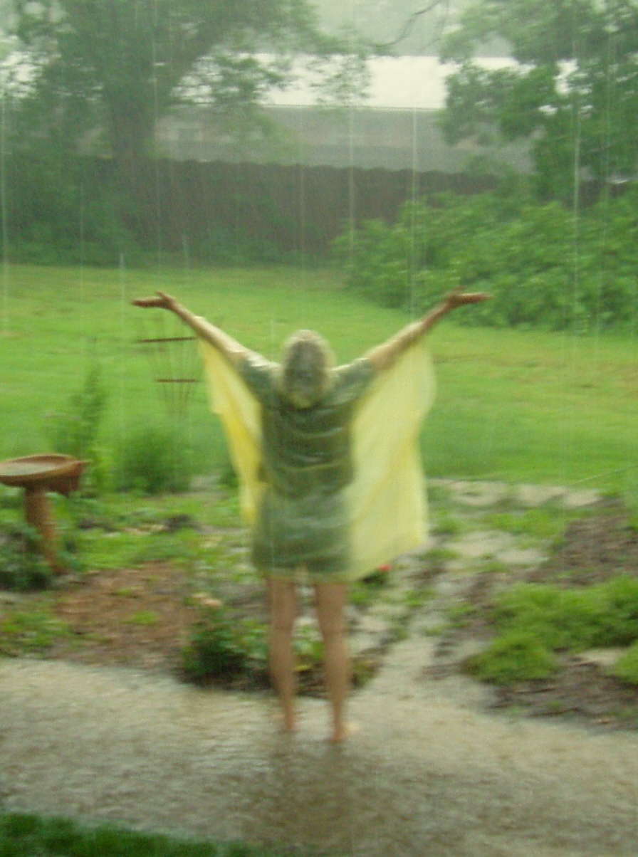 Woman in rainstorm